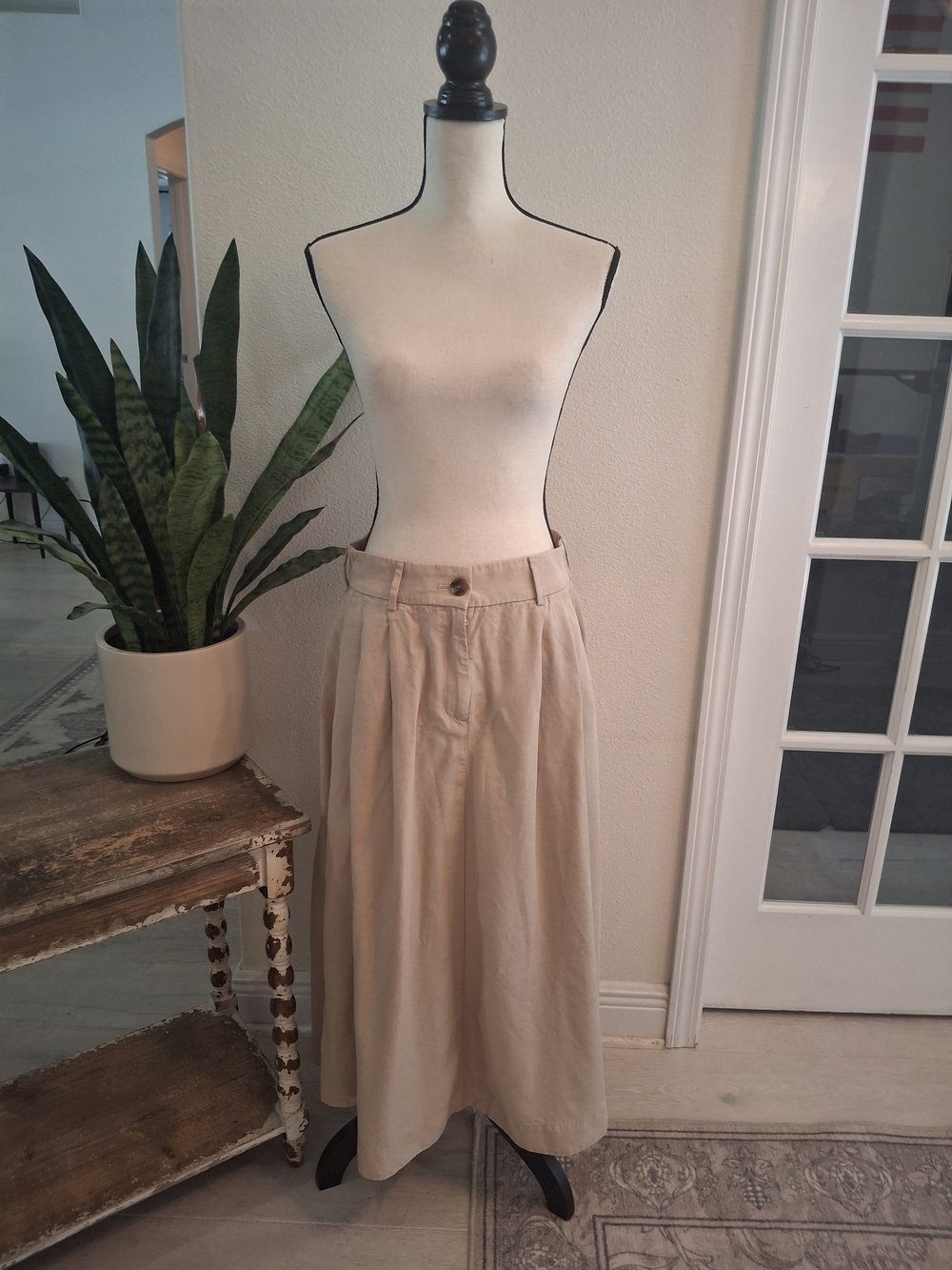 Chico's Beige Maxi Skirt with Soft Pleats